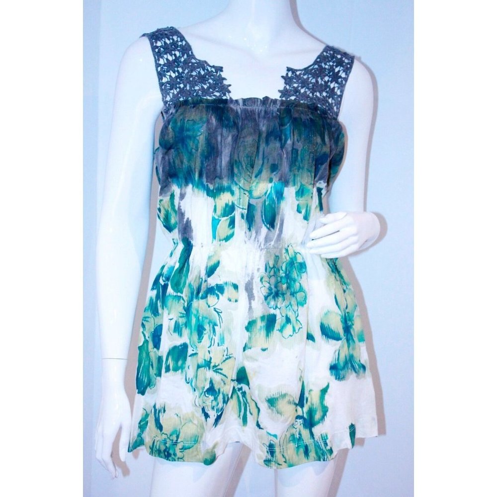 LANGUAGE LOS ANGELES Knit Top FLORAL Blouse SHIRT ( S )